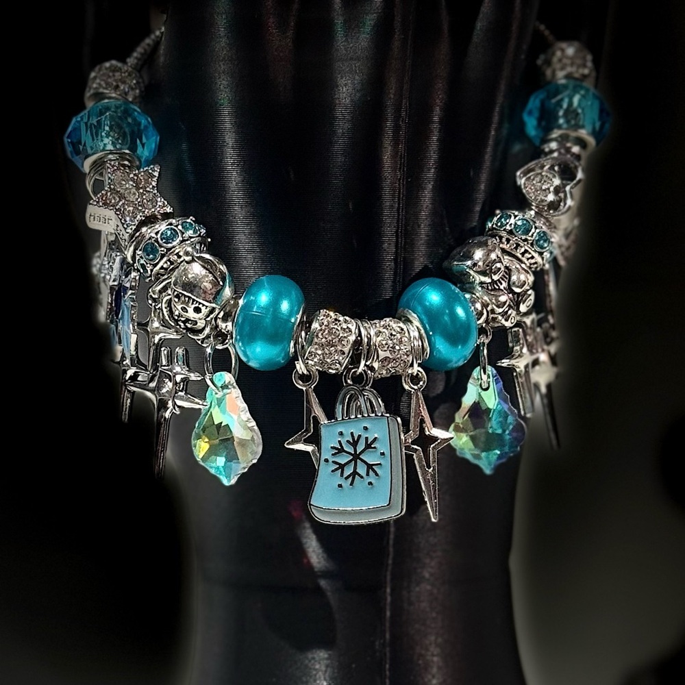 Elegant Silver and Blue Charm Bracelet